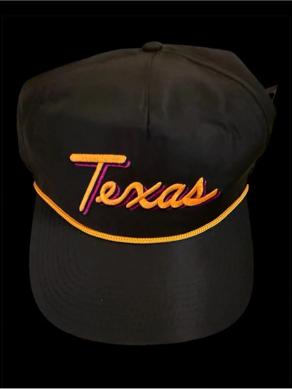 Bad Birdie Texas Golf Rope Hat Mens Black Snapback Script Logo Cap New NWT